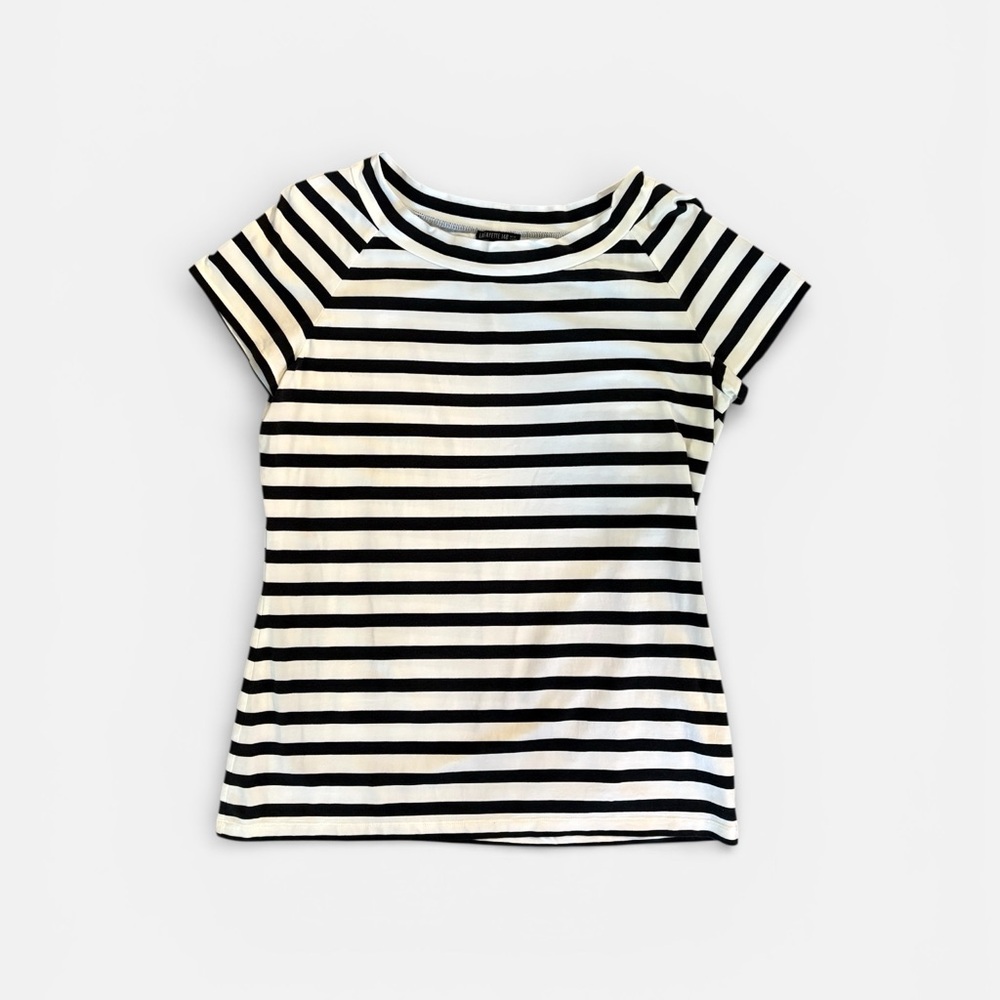 Lafayette 148 New York Black and White T-Shirt, Medium